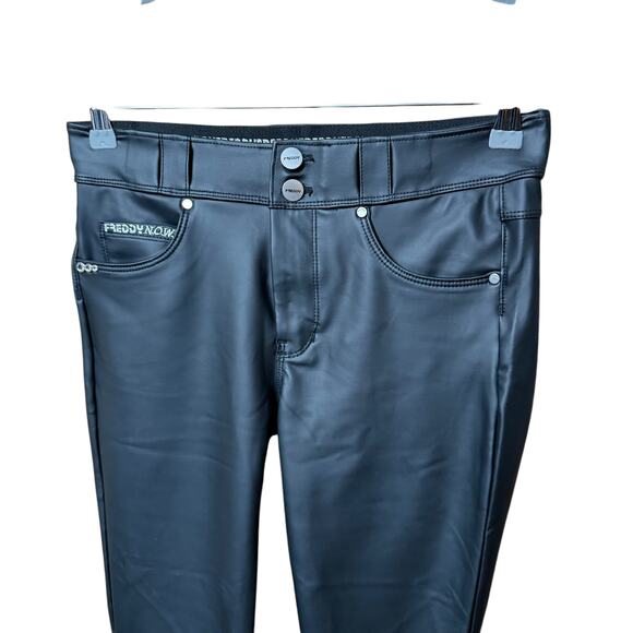 Freddy Faux Leather High Waisted Full Length  Size 4 Stretchy Zip Closure - Picture 6 of 16